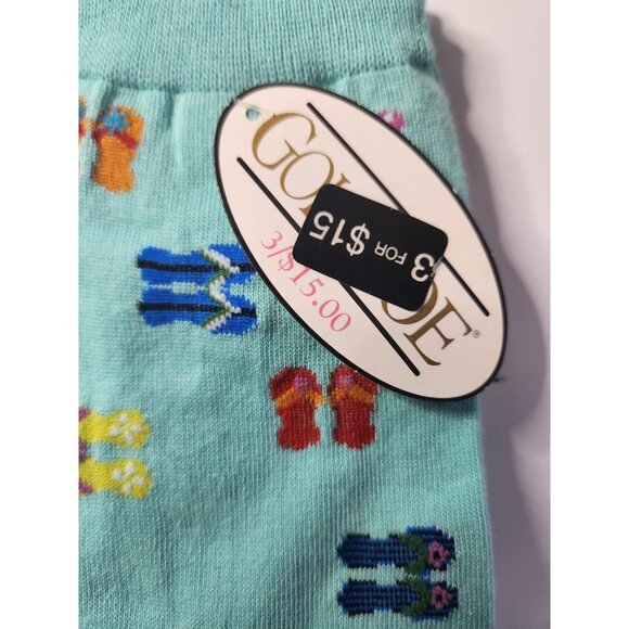 Set of 3 Womens Socks Cocktail Flip-Flops Bikini Novelty vacation whimsical - Picture 5 of 8